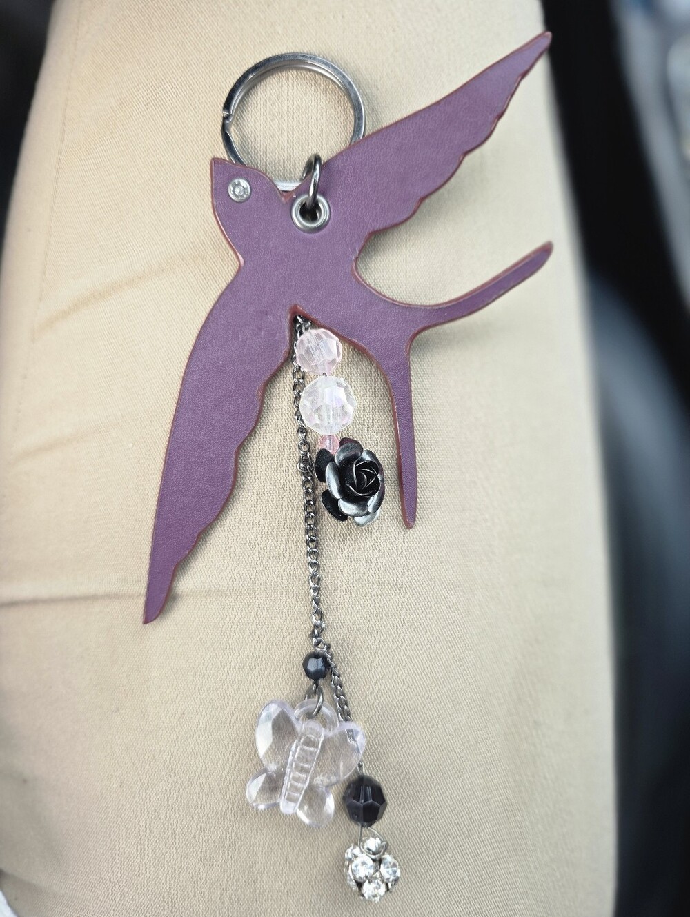 *Super Rare* Kookai Purple Bird Keychain with Crystal Charms / Bag Charm